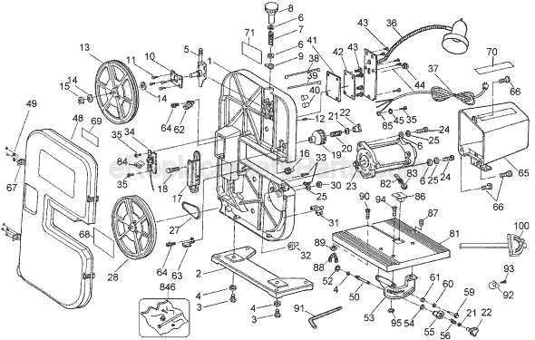 Page A Diagram and Parts List for BS700 Type 1 Black and Decker Band Saw